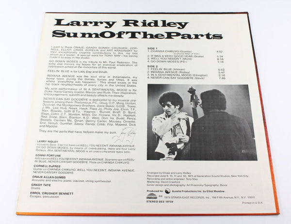 Larry Ridley - Sum Of The Parts - recordroom