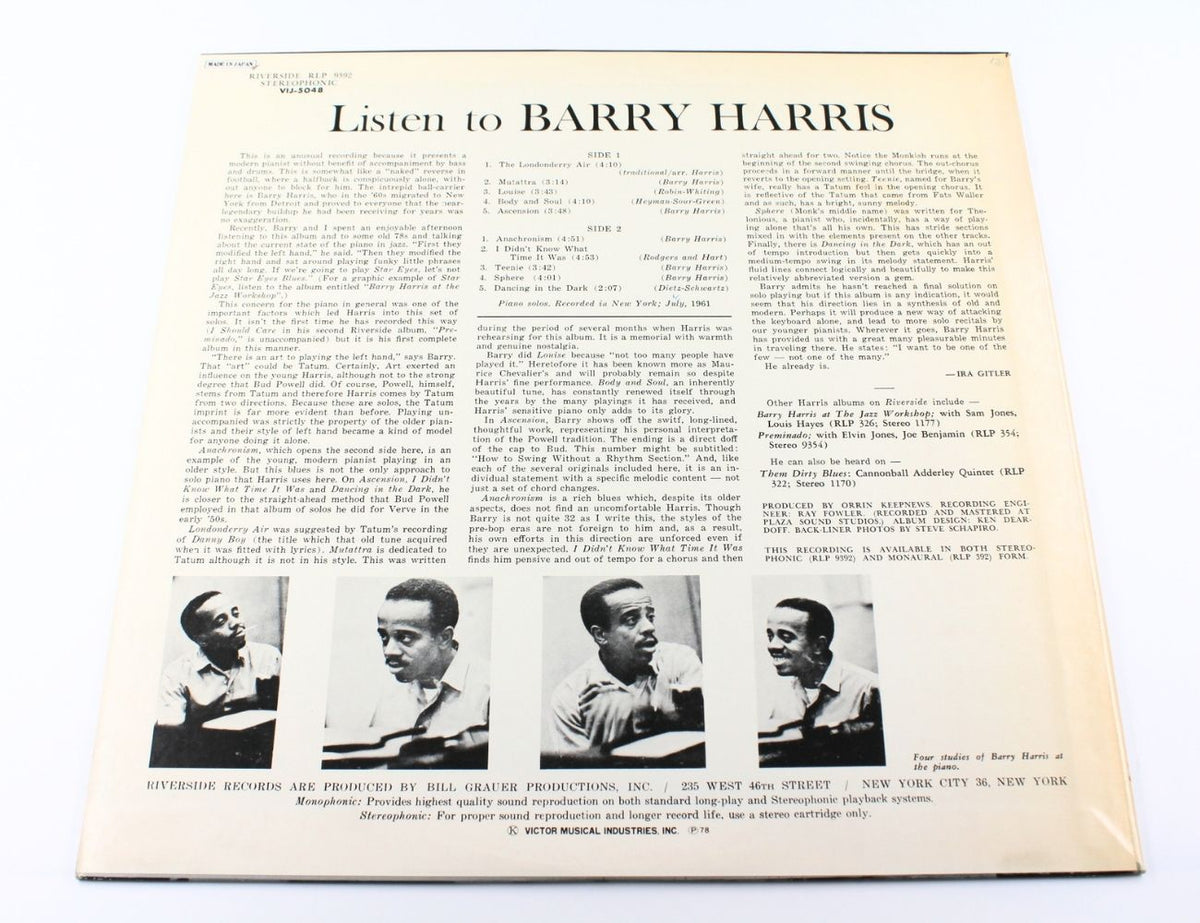 Barry Harris - Listen To Barry Harris . . . Solo Piano