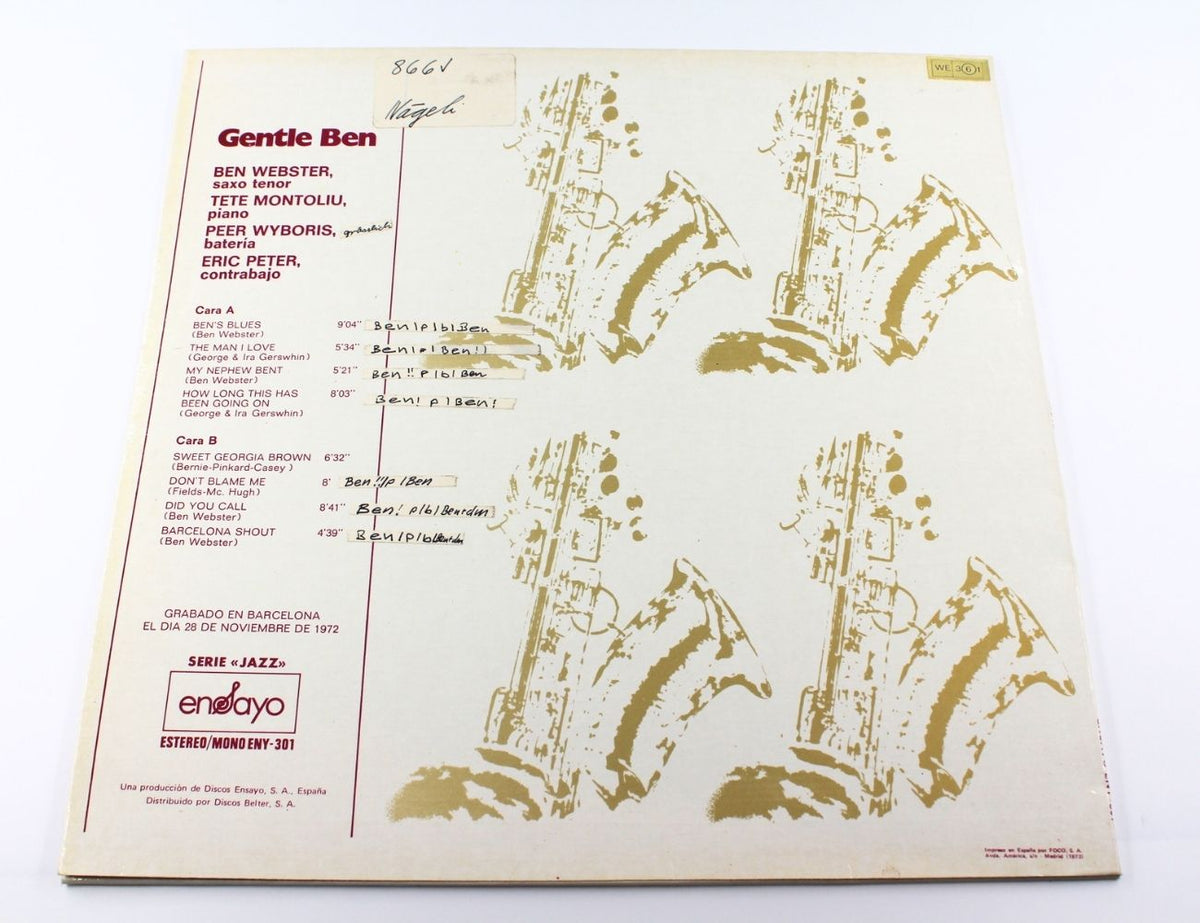 Ben Webster, Trio Tete Montoliu - Gentle Ben