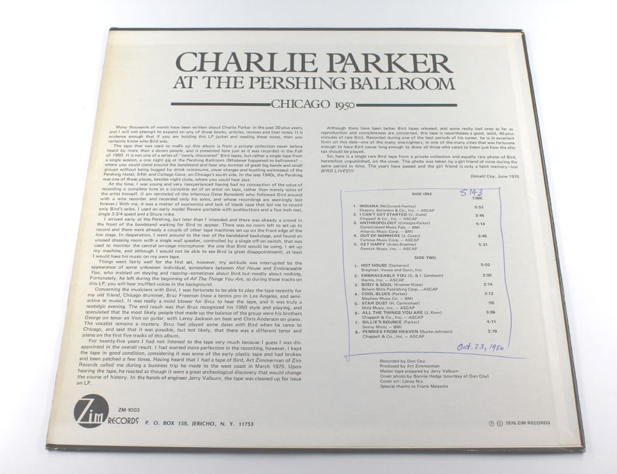 Charlie Parker - At The Pershing Ballroom (Chicago 1950)