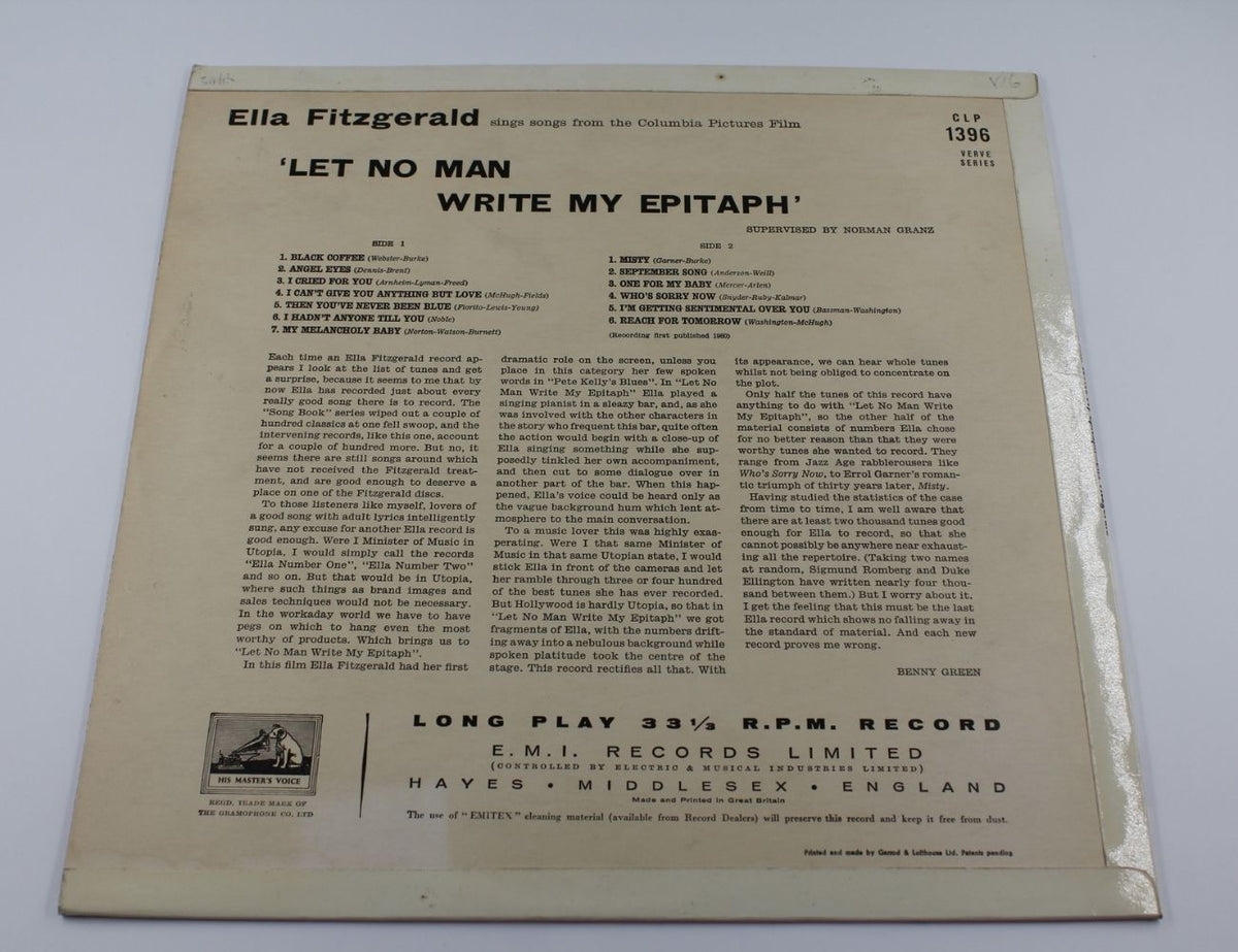 Ella Fitzgerald - Ella Fitzgerald Sings Songs From Let No Man Write My Epitaph