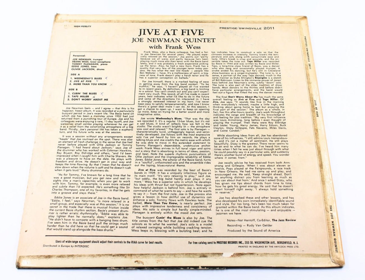 Joe Newman Quintet Featuring Frank Wess - Jive At Five