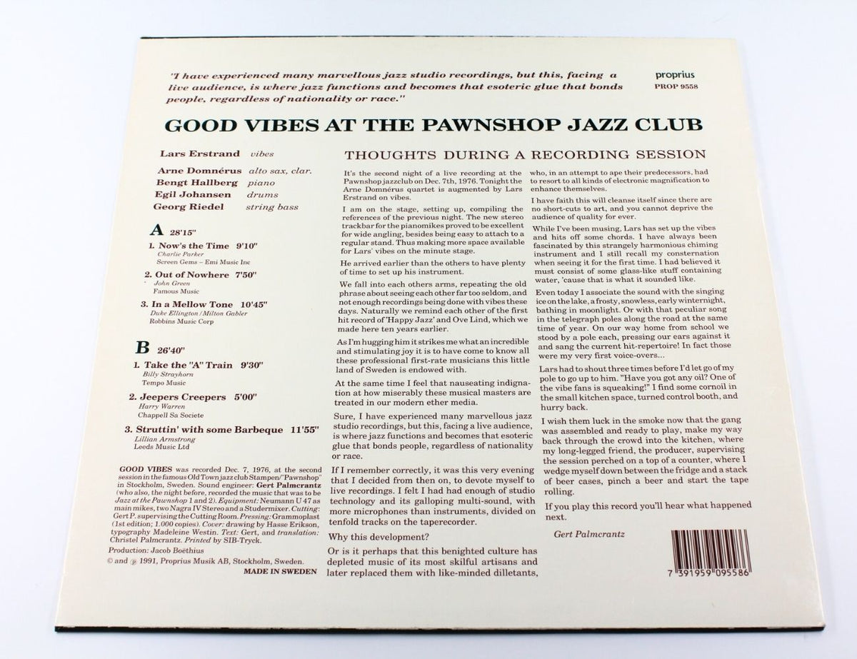 Lars Erstrand, Arne Domnérus Quartet - Good Vibes At The Pawnshop Jazz Club