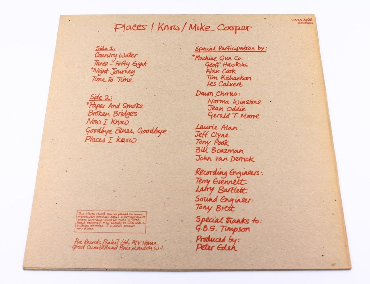 Mike Cooper With The Machine Gun Co. And Michael Gibbs - Places I Know