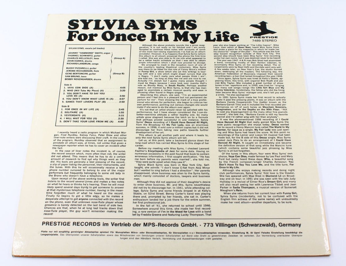 Sylvia Syms - For Once In My Life