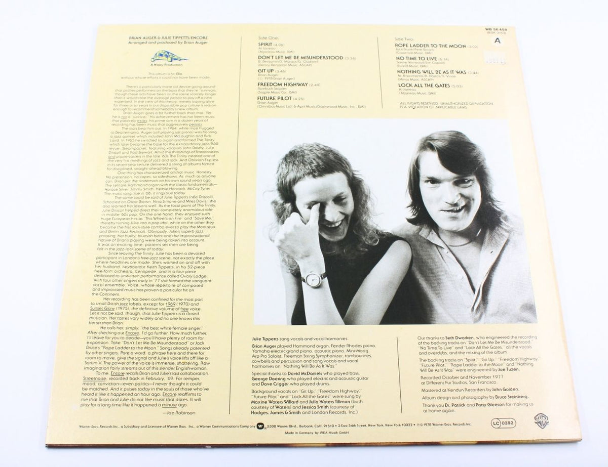 Brian Auger & Julie Tippetts - Encore - Vinyl LP