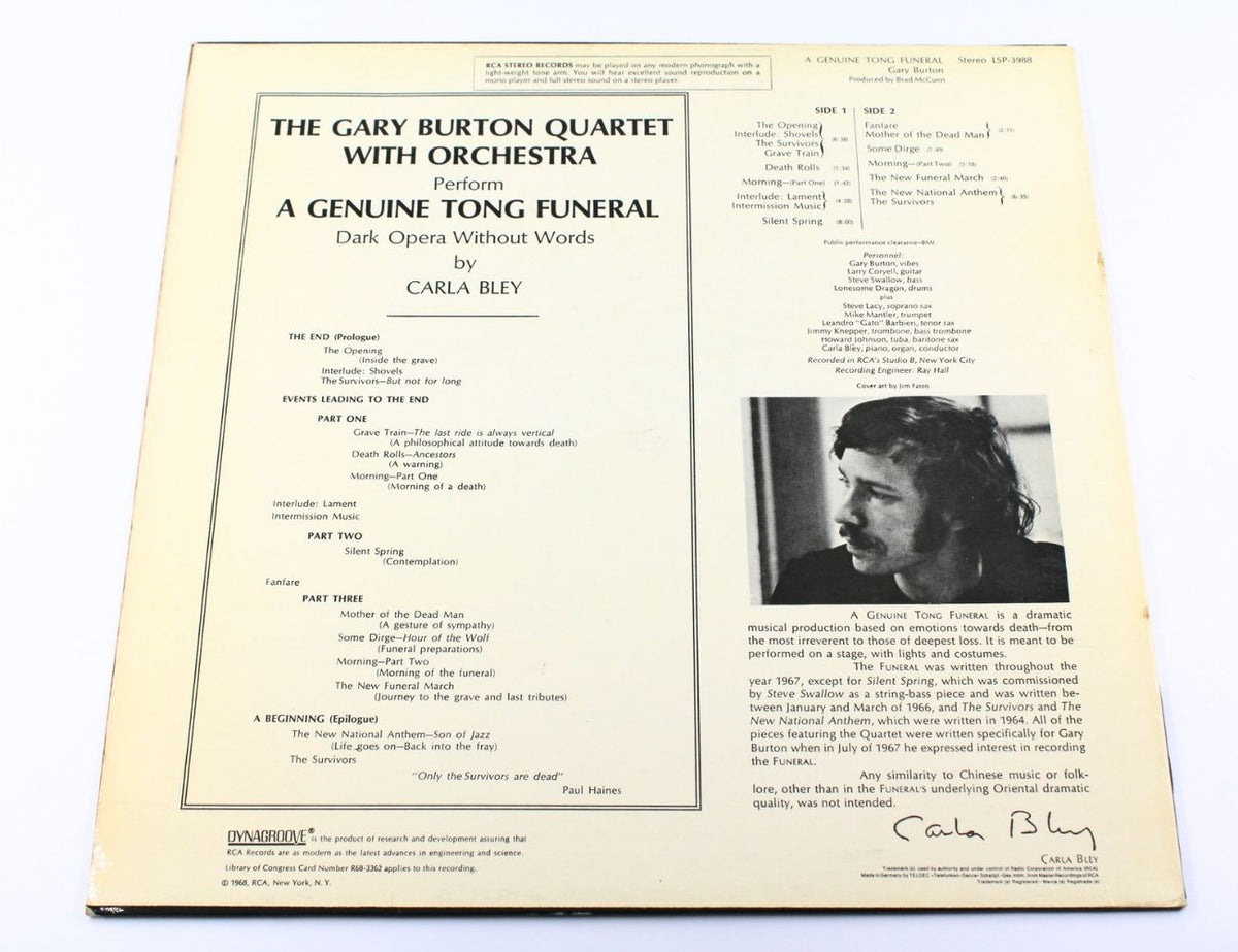 Gary Burton Quartet With Orchestra - A Genuine Tong Funeral - Vinyl LP