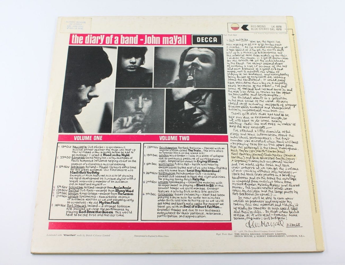 John Mayall - The Diary Of A Band Volume One - Vinyl LP