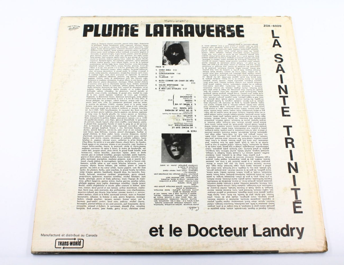 Plume Latraverse Et Le Docteur Landry - La Sainte Trinité - Vinyl LP