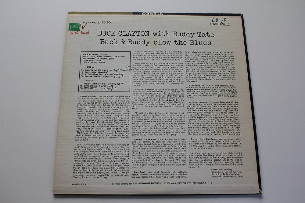 Buck Clayton &amp; Buddy Tate - Buck And Buddy Blow The Blues