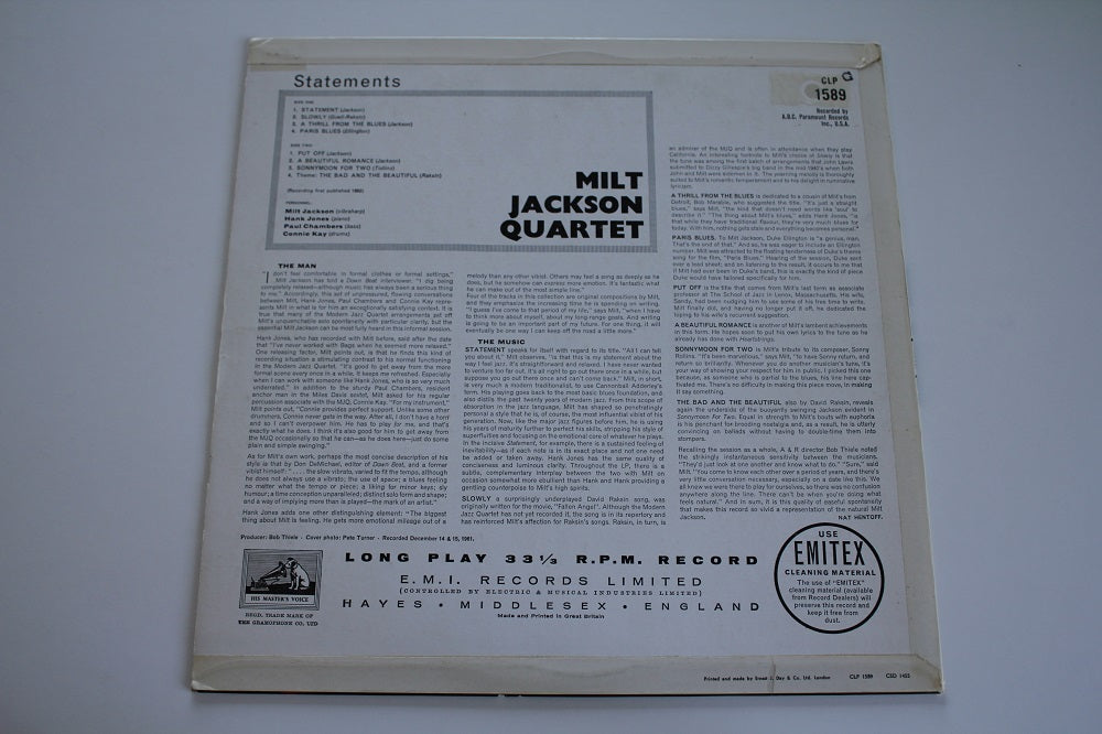 Milt Jackson Quartet - Statements