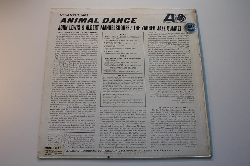 John Lewis &amp; Albert Mangelsdorff &amp; The Zagreb Jazz Quartet - Animal Dance