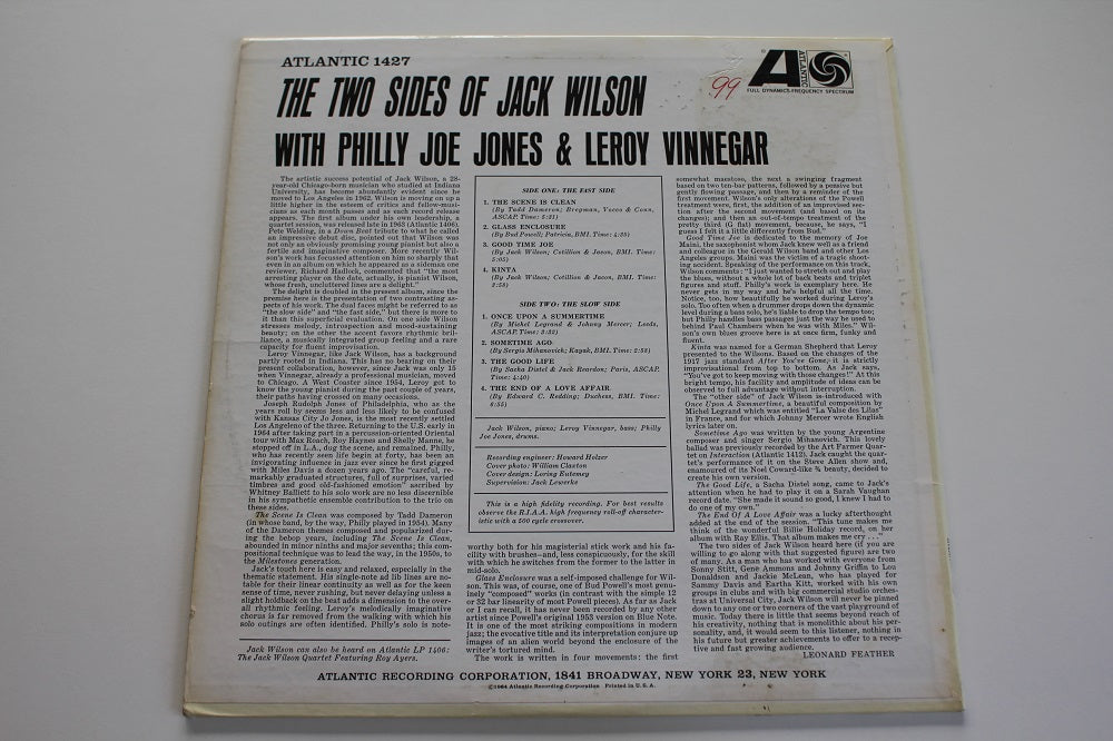 Jack Wilson With Philly Joe Jones &amp; Leroy Vinnegar - The Two Sides Of Jack Wilson
