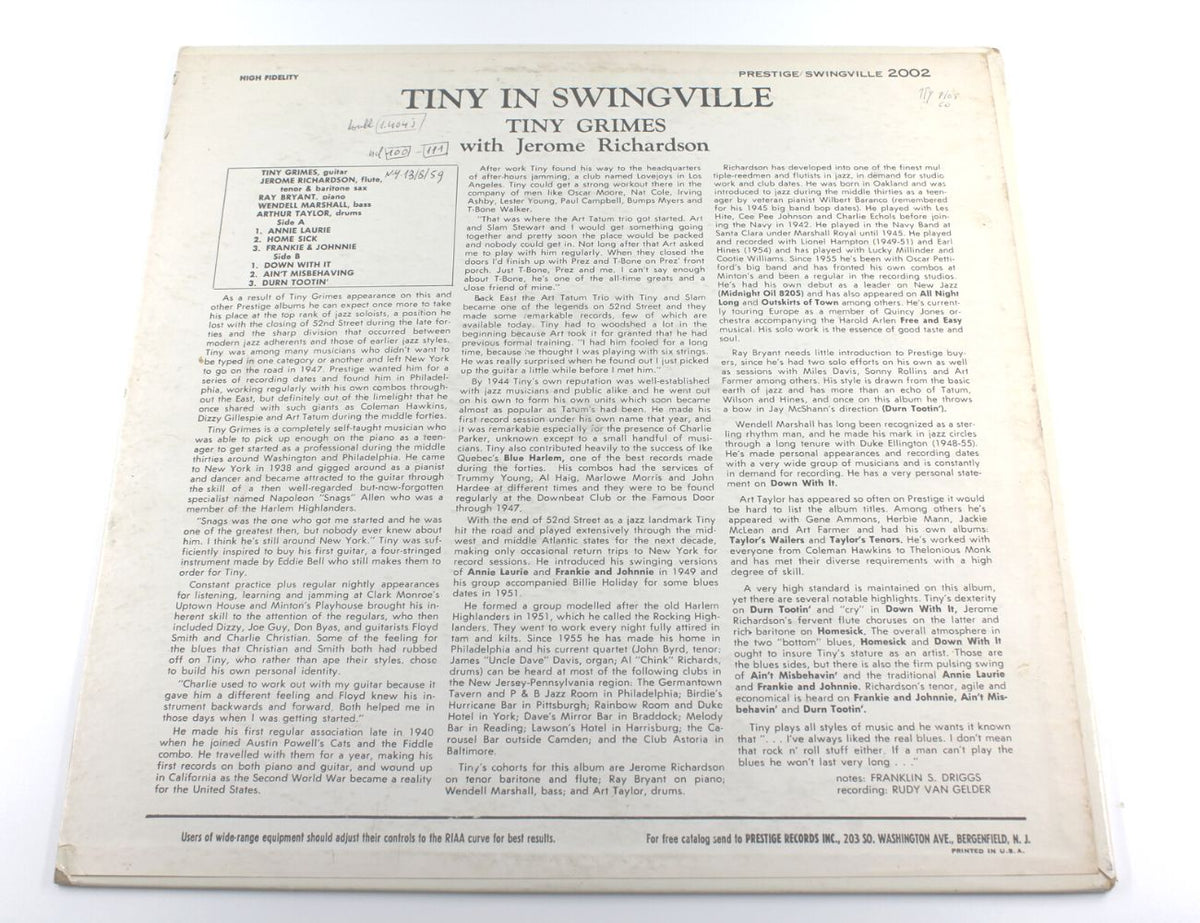 Tiny Grimes with Jerome Richardson - Tiny In Swingville